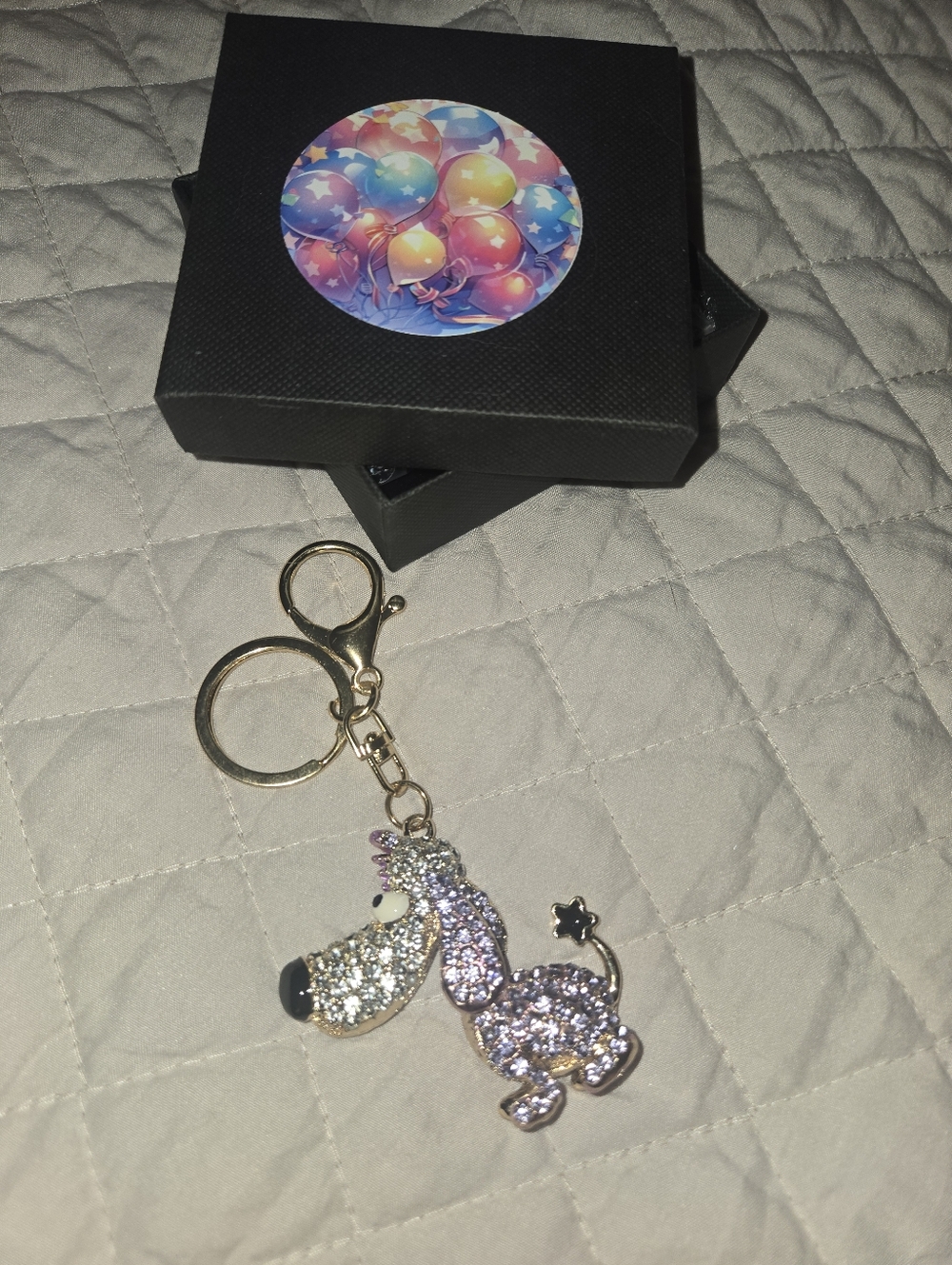 Sparkling Poodle Keychain - Pink and Silver Glitter